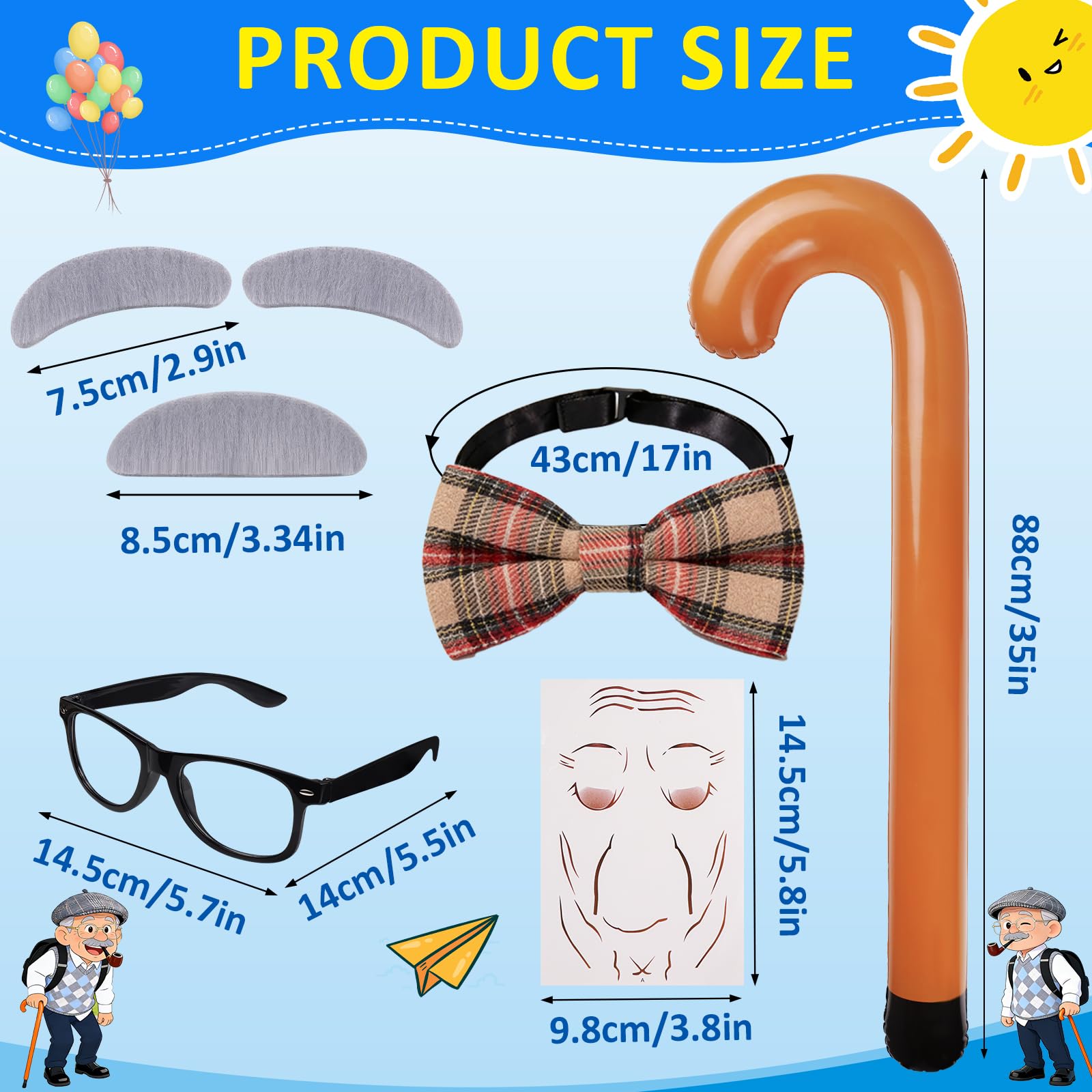 gyoyede Old Man Costume Set,World Book Day Costumes for Kids 2026 - Image 4