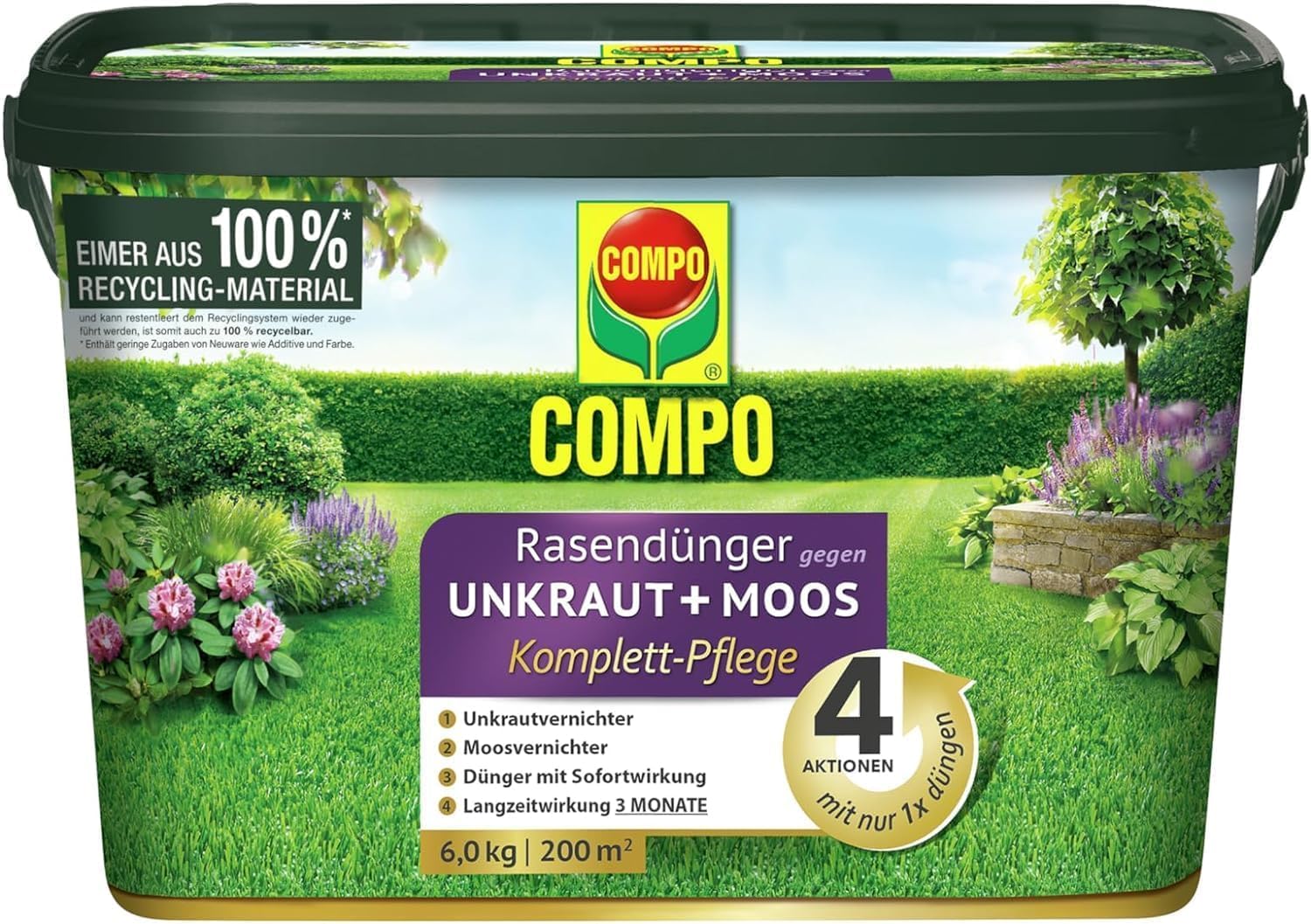 COMPO Rasendnger gegen Unkraut+Moos Komplett-Pflege 6 kg fr 200 m :  Amazon.de: Garten