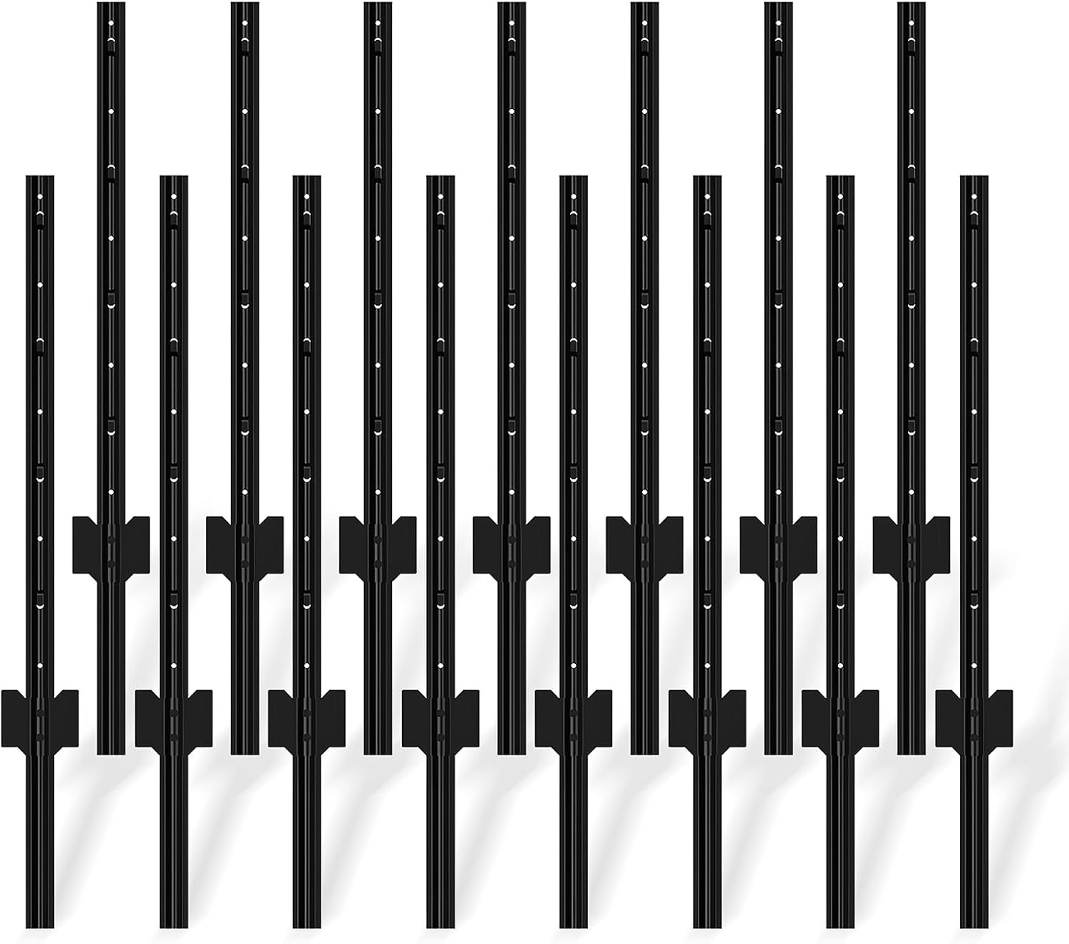 Metal Fence Post 3 Feet Black, Pack of 15, T Post for Wire Fence, No Dig Steel U Post Fencing for Lawn Garden Wire Mesh Fence Poles Sign Outdoor Light Duty