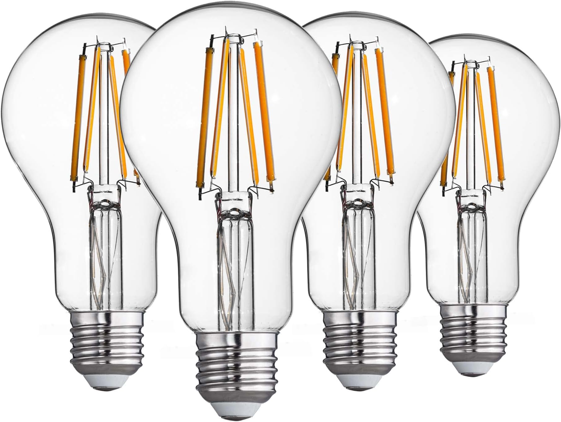 FLSNTE27 LED Light Bulb,A70 Filament 12W Equivalent to 100W,Super Bright 1600LM,2700K Soft White,Non-Dimmable,Clear Glass,4 Pack