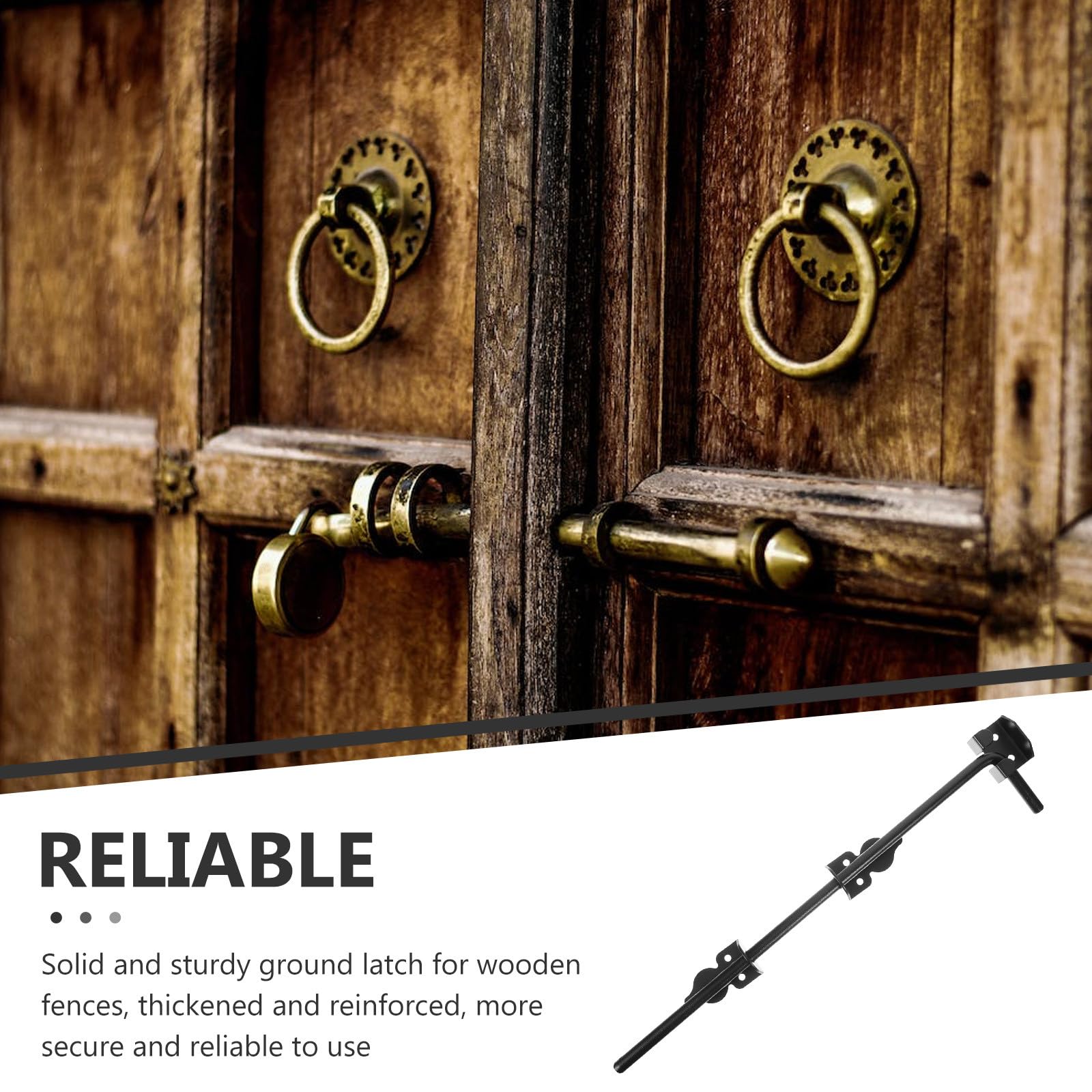 Sewroro Loquet De Portail En Fer Noir Anti-rouille 45 Cm, Tige De Verrouillage Solide Pour Porte Coulissante Extérieure, Barre De Sécurité Pour Porte-fenêtre, Installation Facile, Usage Résidentiel