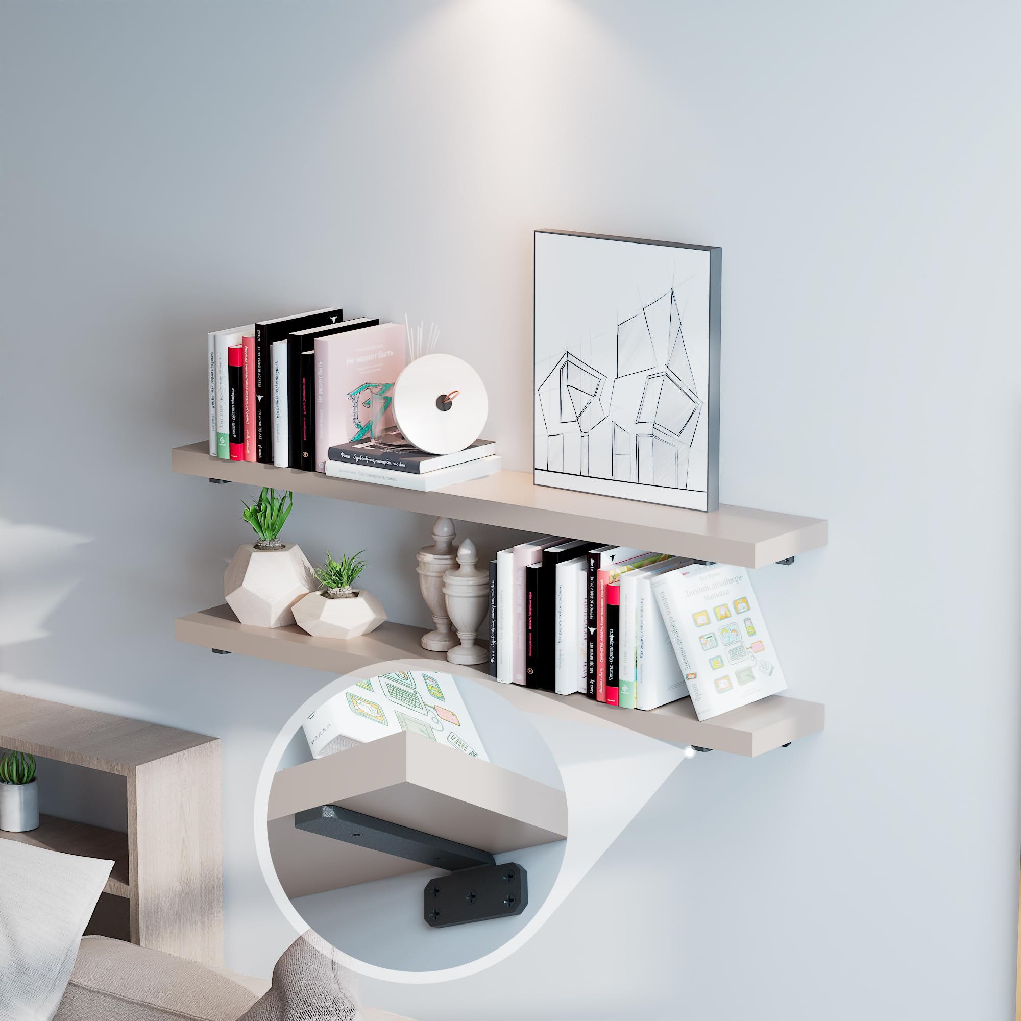 Confezione da 4 staffe galleggianti per mensole, staffe per scaffali, in legno, resistenti, 15,2 cm, 25,4 cm, 30,5 cm, design con staffa nascosta (4, 30,5 cm)
