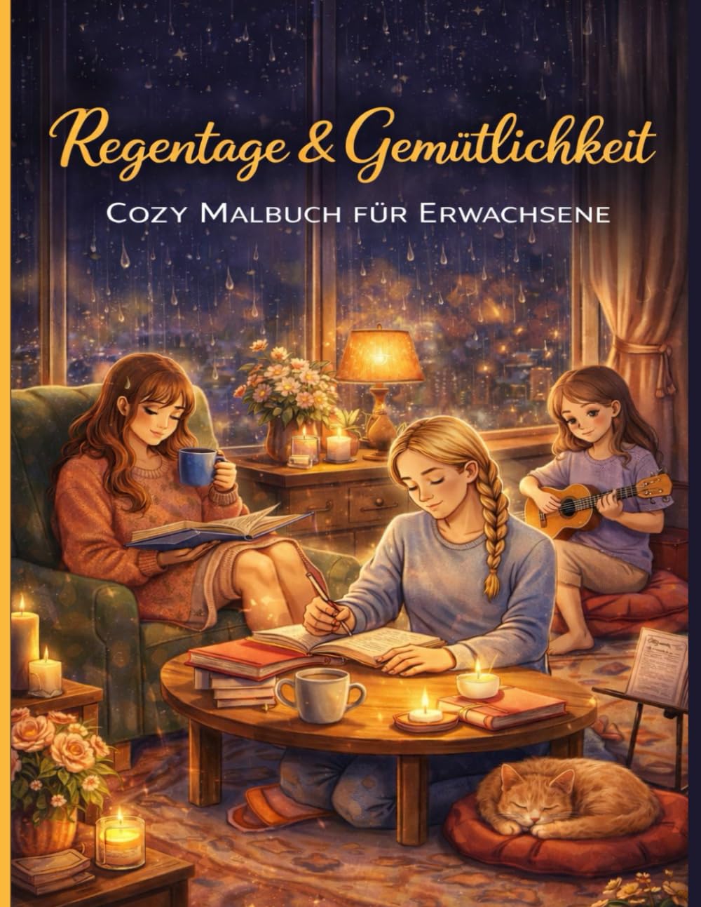 Regentage & Gemütlichkeit – Cozy Malbuch für Erwachsene: Cozy Szenen zum Abschalten, Entspannen und Stressabbau