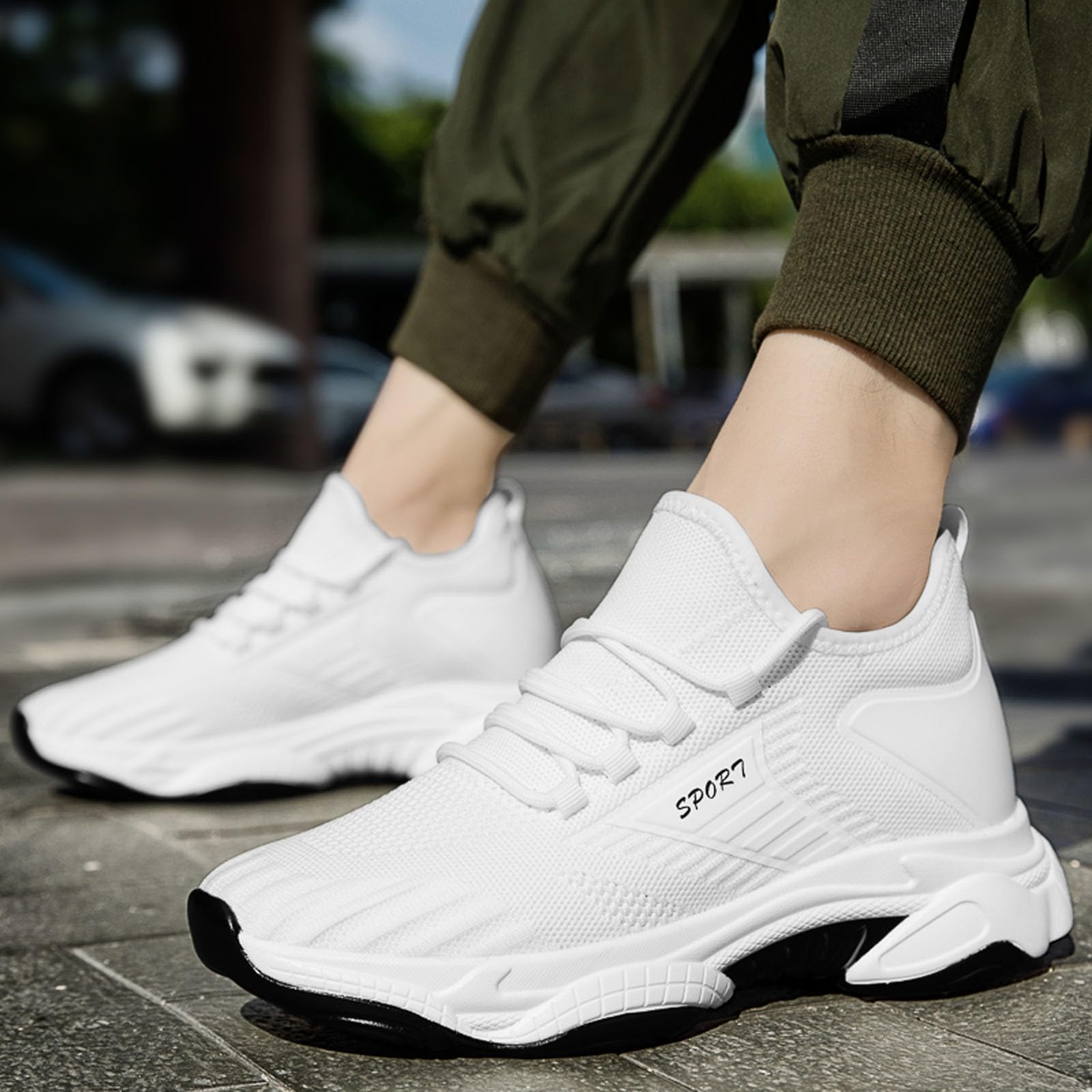 Scarpe da uomo con tacco invisibile 6 cm/8 cm/10 cm Taller Sneakers Mesh Punta Rotonda Scarpe Leggero Basquette Confortevoli Ascensore Passeggiata Fitness Escursionismo