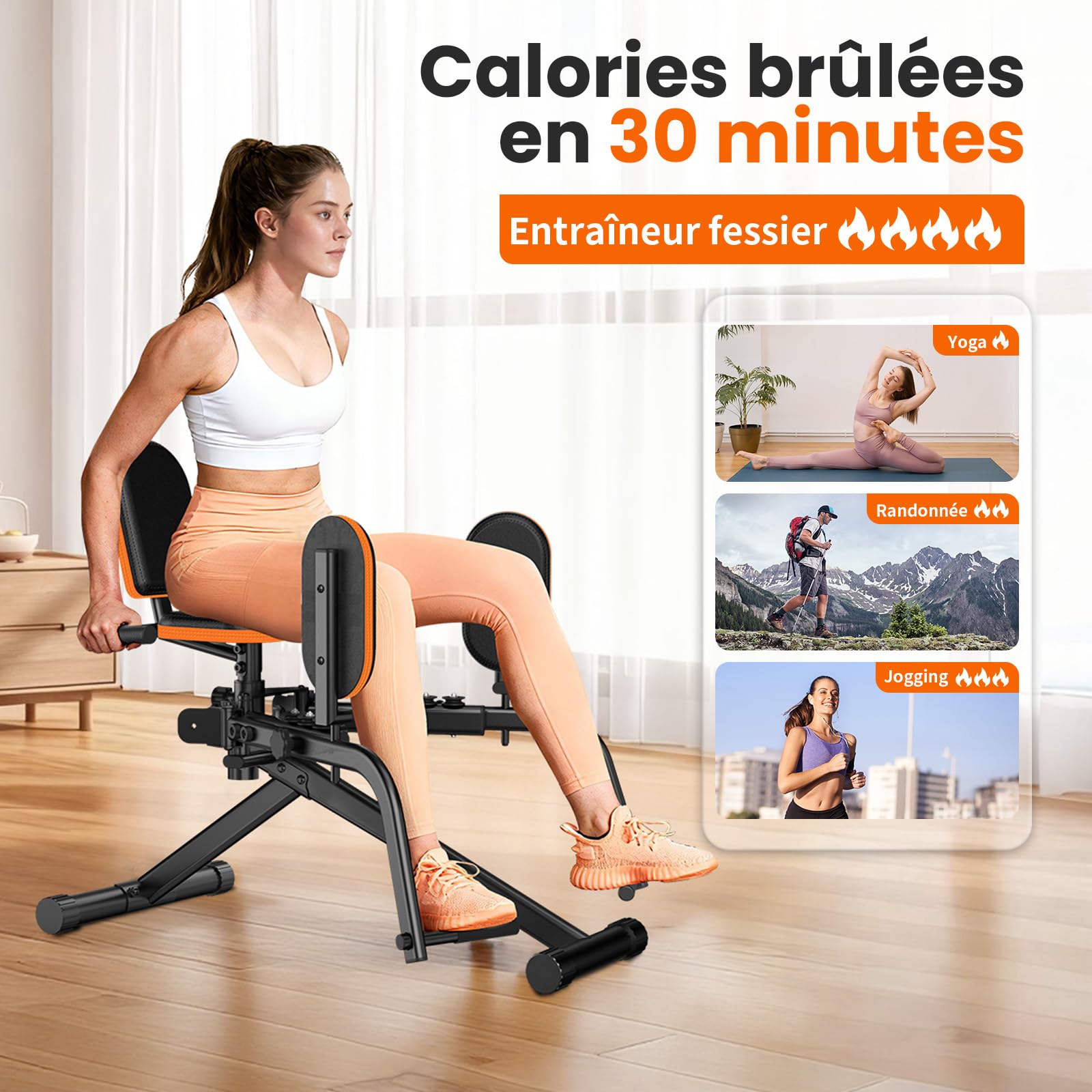 HXD-ERGO Appareil d’Abduction pour Cuisses, Fessiers et Hanches, Machine Réglable pour Hommes et Femmes, Confortable et Compact, Entraînement à Domicile
