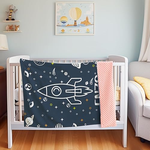 Miniatura 2 de Manta de bebé personalizada para niños, manta de bebé personalizada con nombre, franela suave con respaldo de puntos de doble capa, manta de