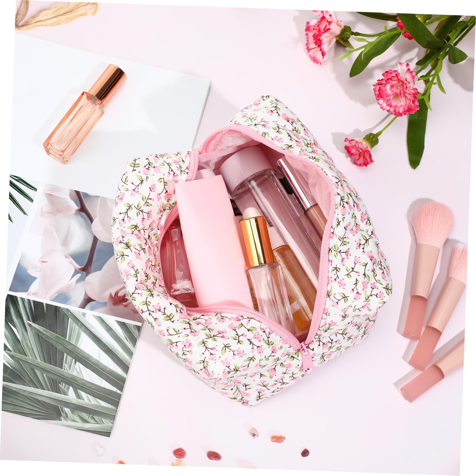 SOIMISS 5piezas Bolsa De Maquillaje Floral Organizador De Cosméticos Portátil para Viaje Cierre Seguro y Diseño Elegante para Accesorios y Menstruales
