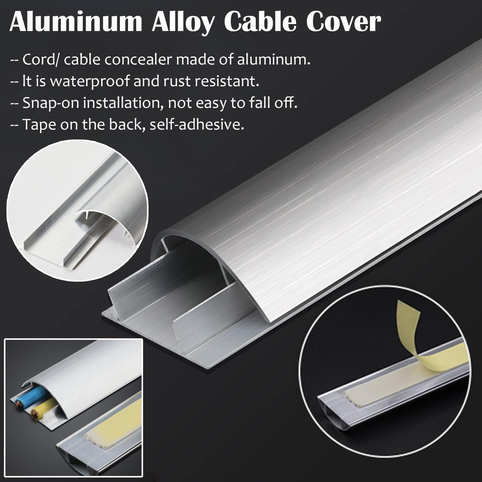 kabelkanal Kabelkanal Für Den Boden, 22, 30, 50, 70 Mm Breit, Selbstklebend, Für Wohnzimmer/Schlafzimmer/Werkstatt, Kabelkanal Aus Aluminiumlegierung(B- 5 PCS,L x Outer Width 100cm x 50mm)