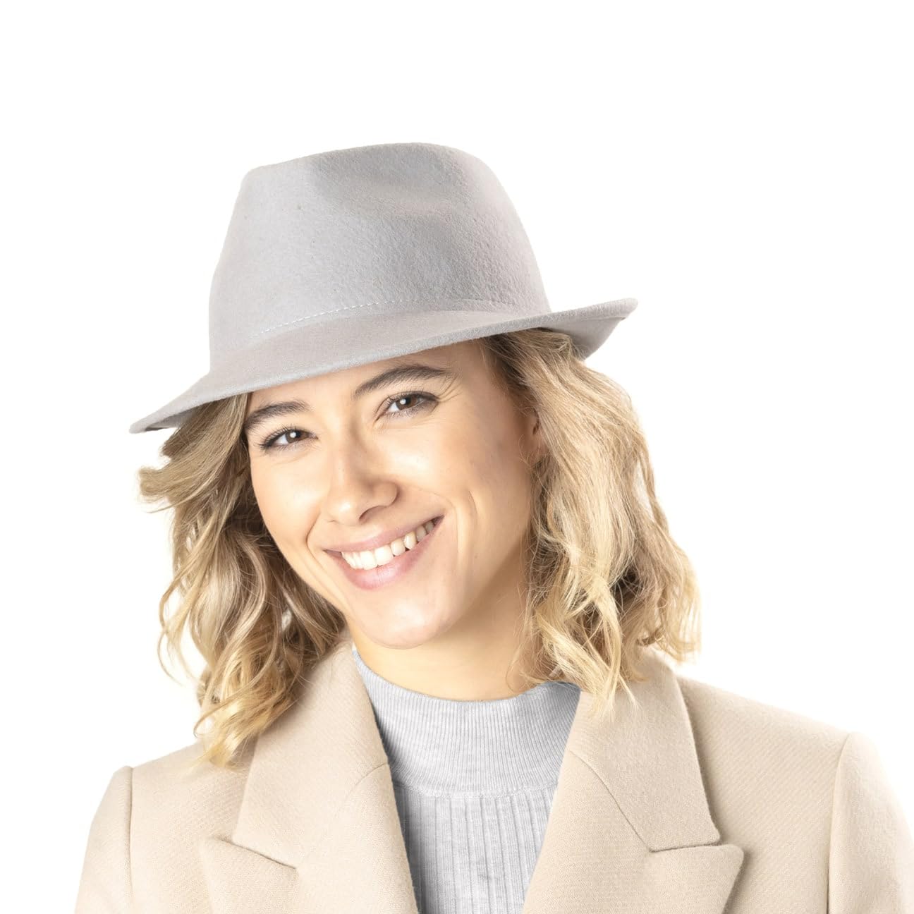 Lipodo Uni Trilby Wool Felt Hat Women/Men Black 7 1/2-7 5/8