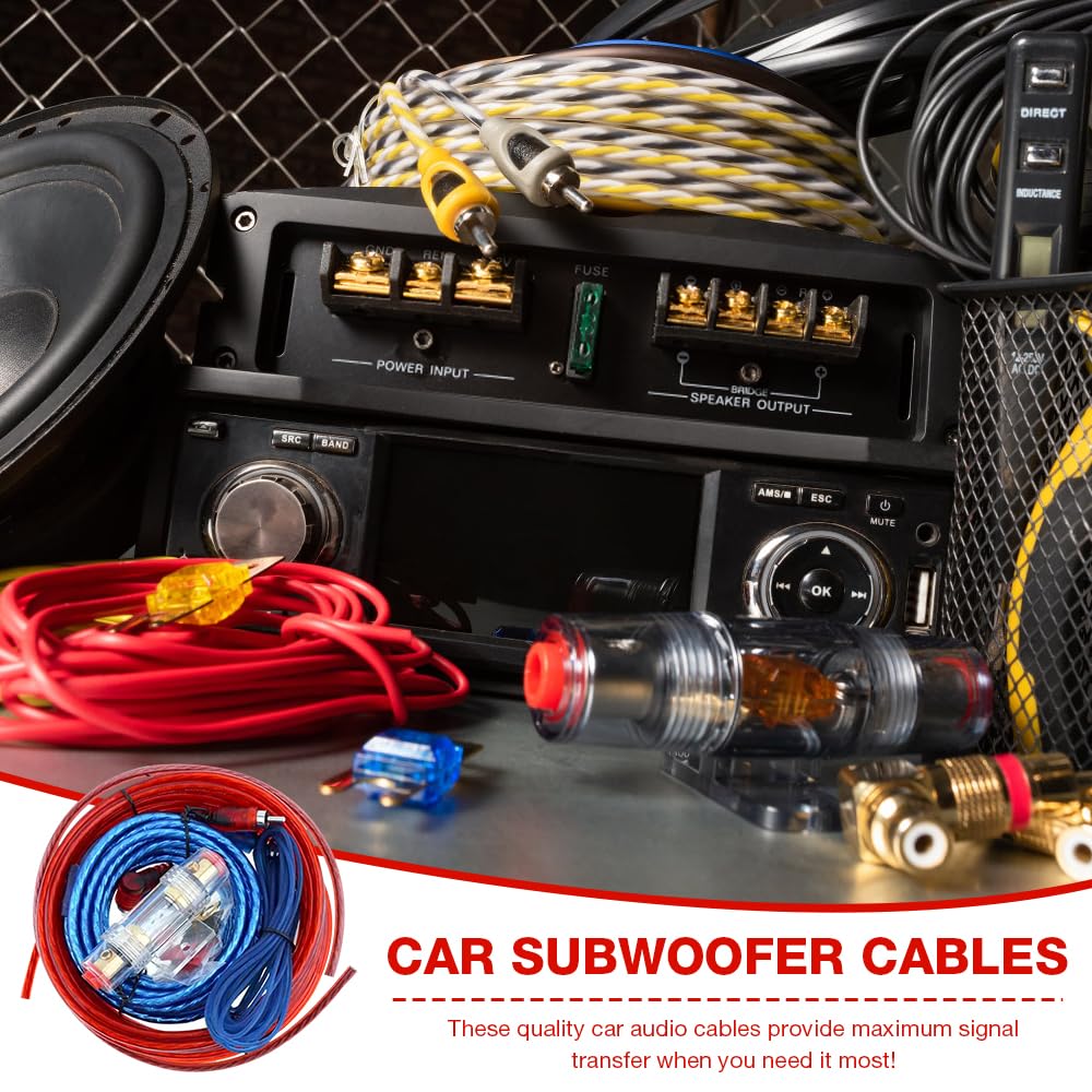 Kit Cavi Amplificatore Auto, HOVCEH 10GA Cavo Subwoofer, 800W Cavi RCA Audio alta Qualità, 4,5 m Kit Cablaggio Amplificatore Auto