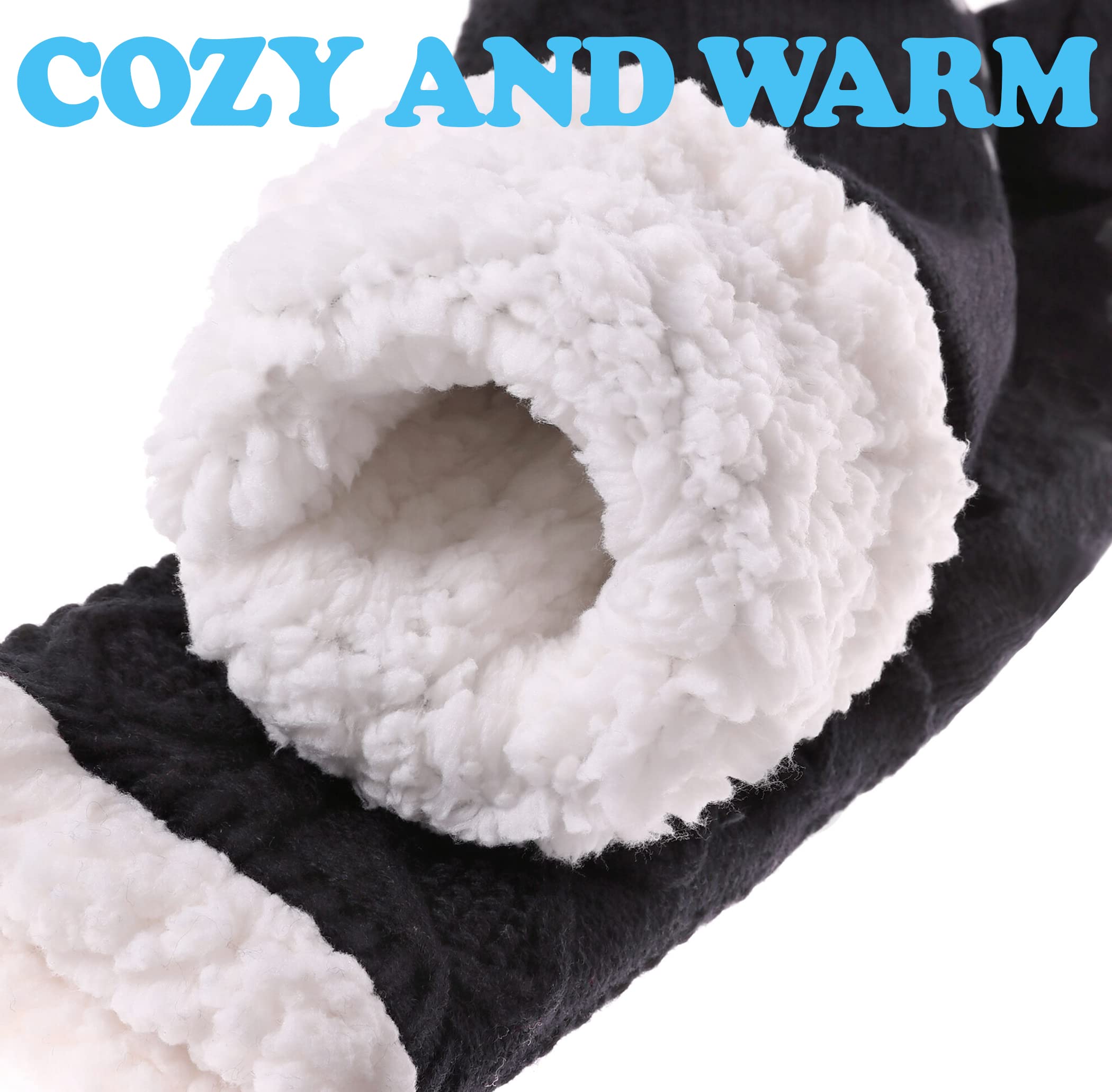 SDBING Women's Winter Super Soft Warm Cozy Fleece Lined Fuzzy Slipper Socks with Grippers: 6-10 Black a