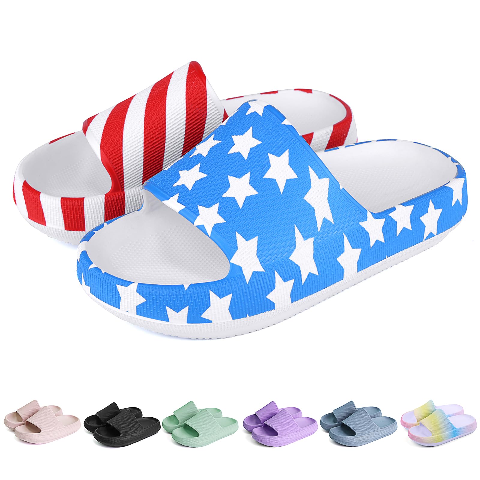 FJWYSANGU Kids Cloud Slides丨Boys Girls Bathroom Shower Sandals丨Open Toe Thick Sole Slip on Slippers丨Summer Non-slip Beach Pool Shoes