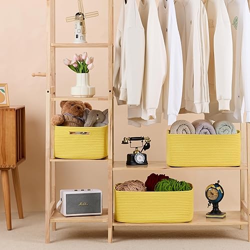 Miniatura 11 de Cestas grandes de almacenamiento para estantes, organizadores de armario, para ropa, manta, toallas, guardería, caja de juguetes, cestas de cuerda