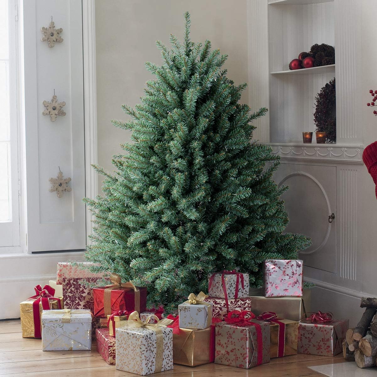 Christmas Tree 4.5FT Premium Hinged Blue Spruce Artificial Christmas Tree, Full Xmas Tree Unlit