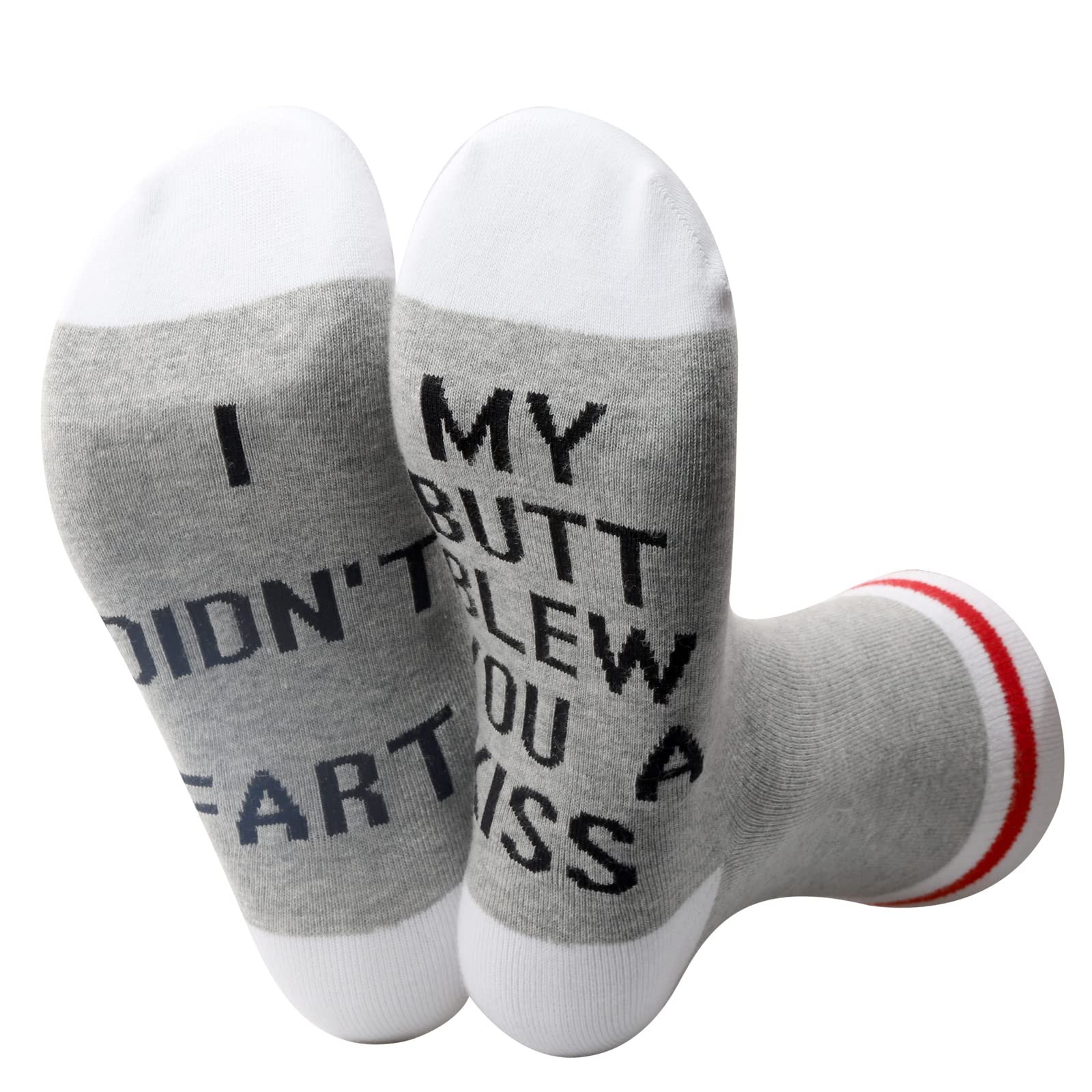 PWHAOO1 Pair Fart Joke Gift Fart Socks I Didn't Fart My Butt Blew You A Kiss Socks Poop Gift