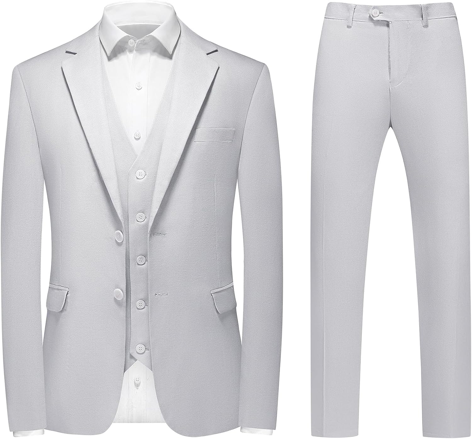 Mens Suit 3 Piece Notch Lapel Double Vents Casual Blazer Lightweight 2 Button Busin...