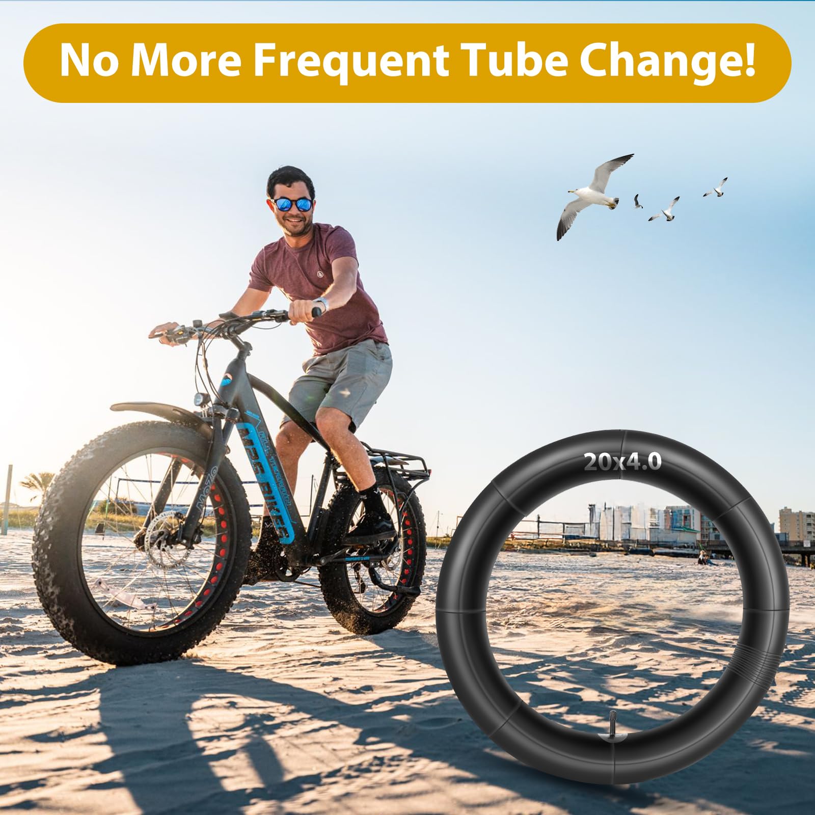 2 Pack 20 x 4.0 Fat Tire Tube Schrader Valve, Puncture Proof Bike Tubes for 20 x 4 Bicycle Tire, Butyl Rubber Inner Tube for EBike/Electric Bike/Mountain Bike