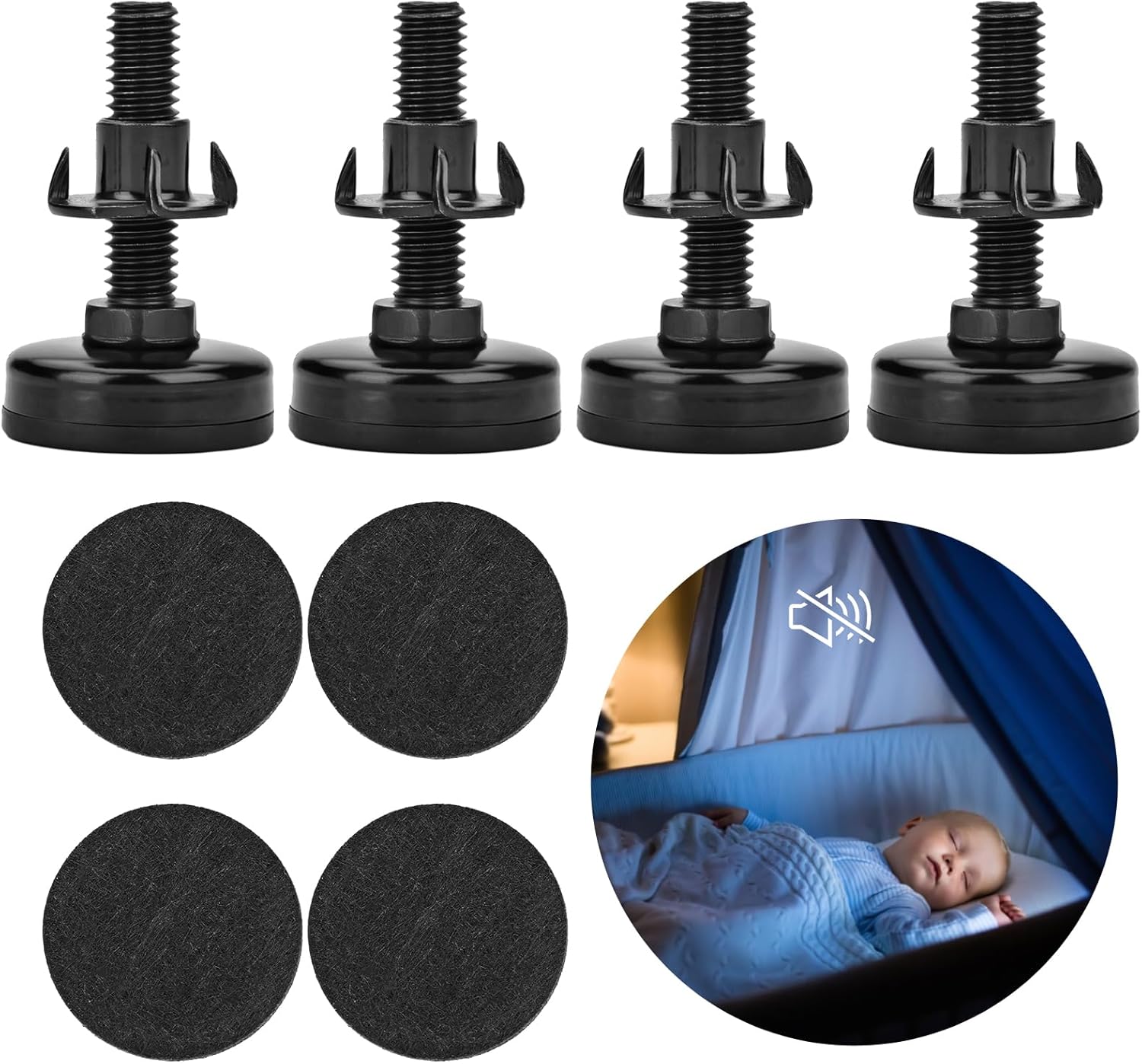 Sankoly 4 Pcs Adjustable Furniture Levelers Heavy Duty 3/8