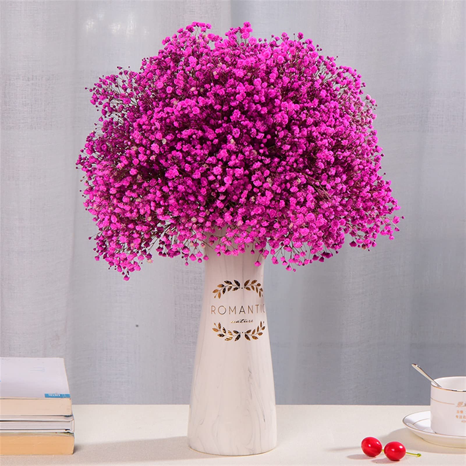 Fleurs séchées, Fleurs séchées conservées Gypsophila Baby Breath Million Stars Multicolore 50-60cm(Beige)
