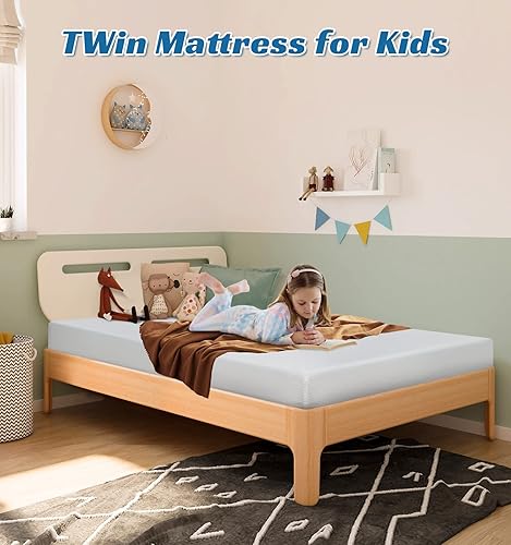 Miniatura 3 de Dkeli Colchón de tamaño individual para niños, colchón de espuma viscoelástica de gel de 6 pulgadas para sueño fresco y alivio de presión, colchón