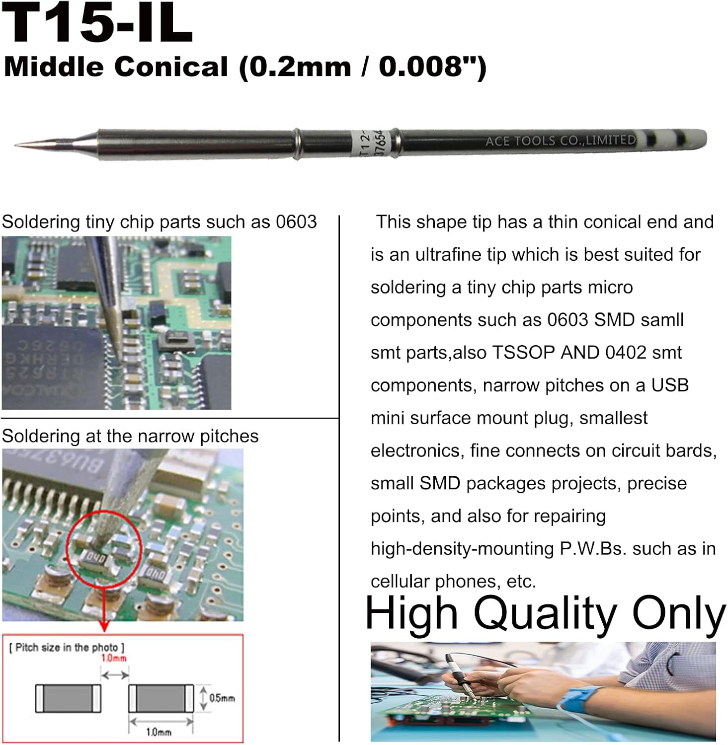 T15-IL T12-IL Middle Conical Round 0.2mm Soldering Tip for FX-9501 FM-2028 FM-2027 FM-2021 FX-950 FX-951 FX-952 FM-202 FM-203 FM-204 FM-206 ACE Tips (10)