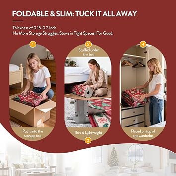 Lahome Christmas Kitchen Runner, 2x6 Hallway Runner Rug Christmas Washable Non Slip Carpet, Christmas Print Reindeer Tree Non Shedding Rug for Floor Laundry Room Holiday Decor (Red)