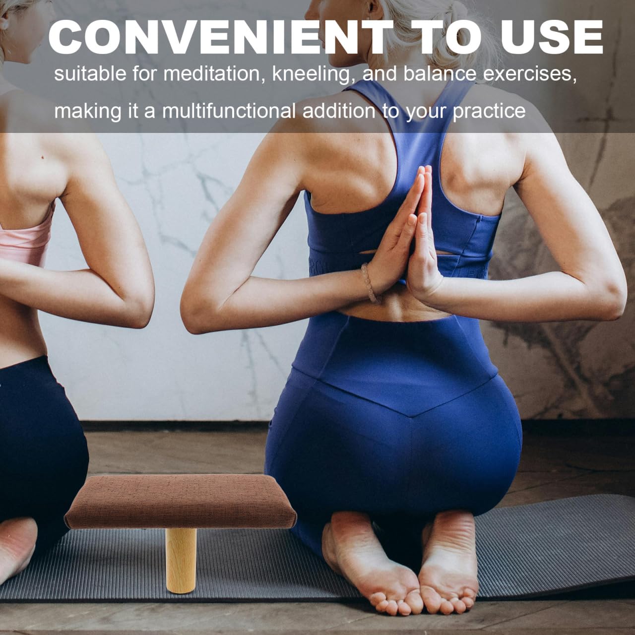 Meditationsbank Mit Kissen Dickem Polster Tragbarer Hölzerner Kniesitz Yoga Hocker aus Holz Für Yoga Gebete Und Gleichgewichtsübungen