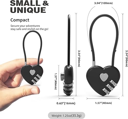 Miniatura 2 de Cerradura de combinación de 3 dígitos, bloqueo de cable combinado con código, combinación de candado pequeño, para equipaje, maleta, casillero de