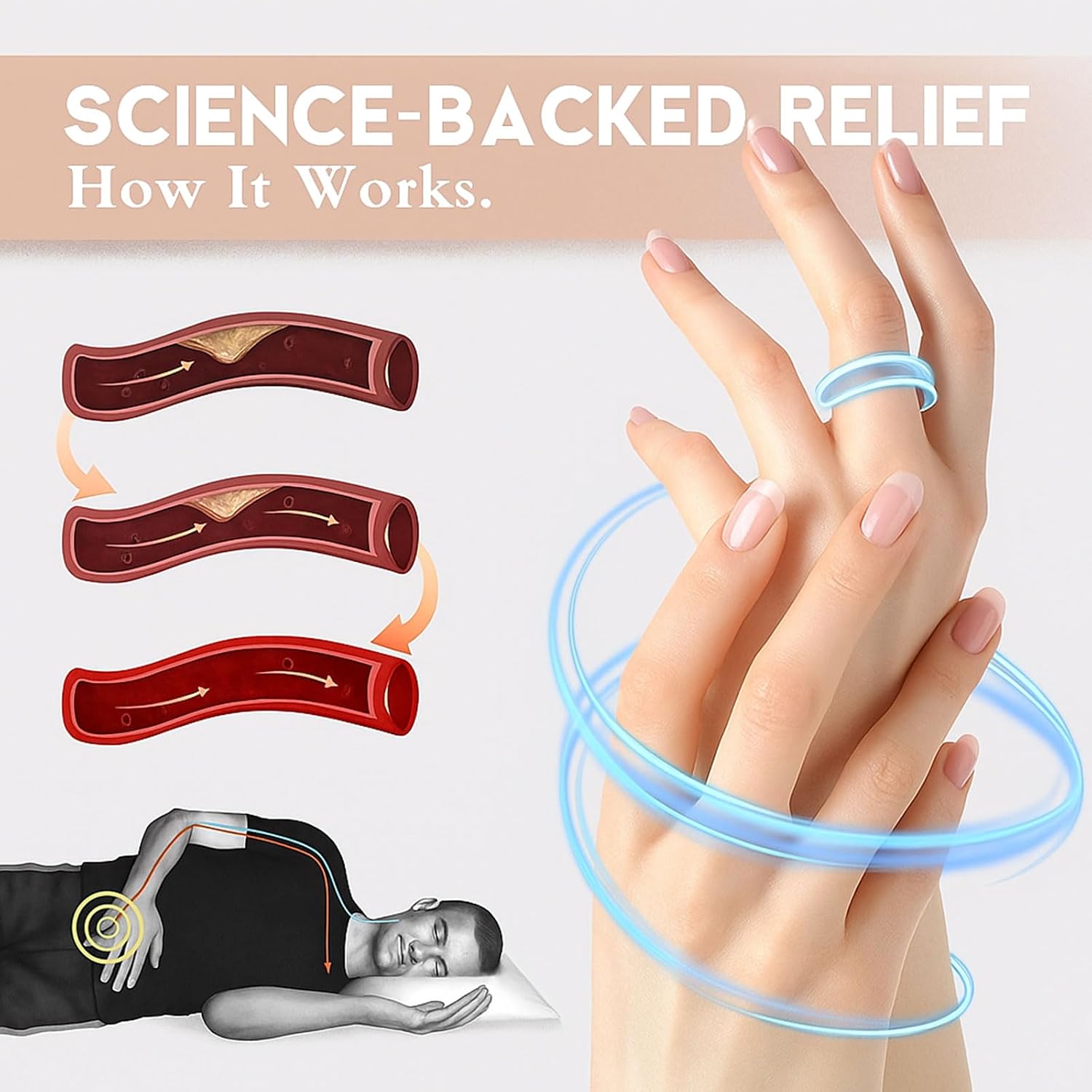 Lymphatic Ring Halolux Lymphatic Drainage Lymph Nodes Acupuncture Therapy for Women Men Acupressure Wellness Ring for Sleep Stress Relief Circulation Natural Pain Relief