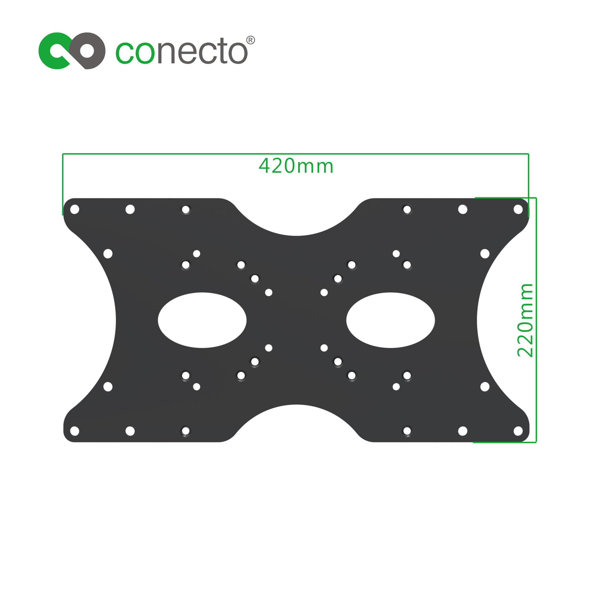 conecto Adapter VESA, płytka adapterowa, uniwersalna, VESA 50 x 50 do 400 x 200, 1-częściowy, czarny