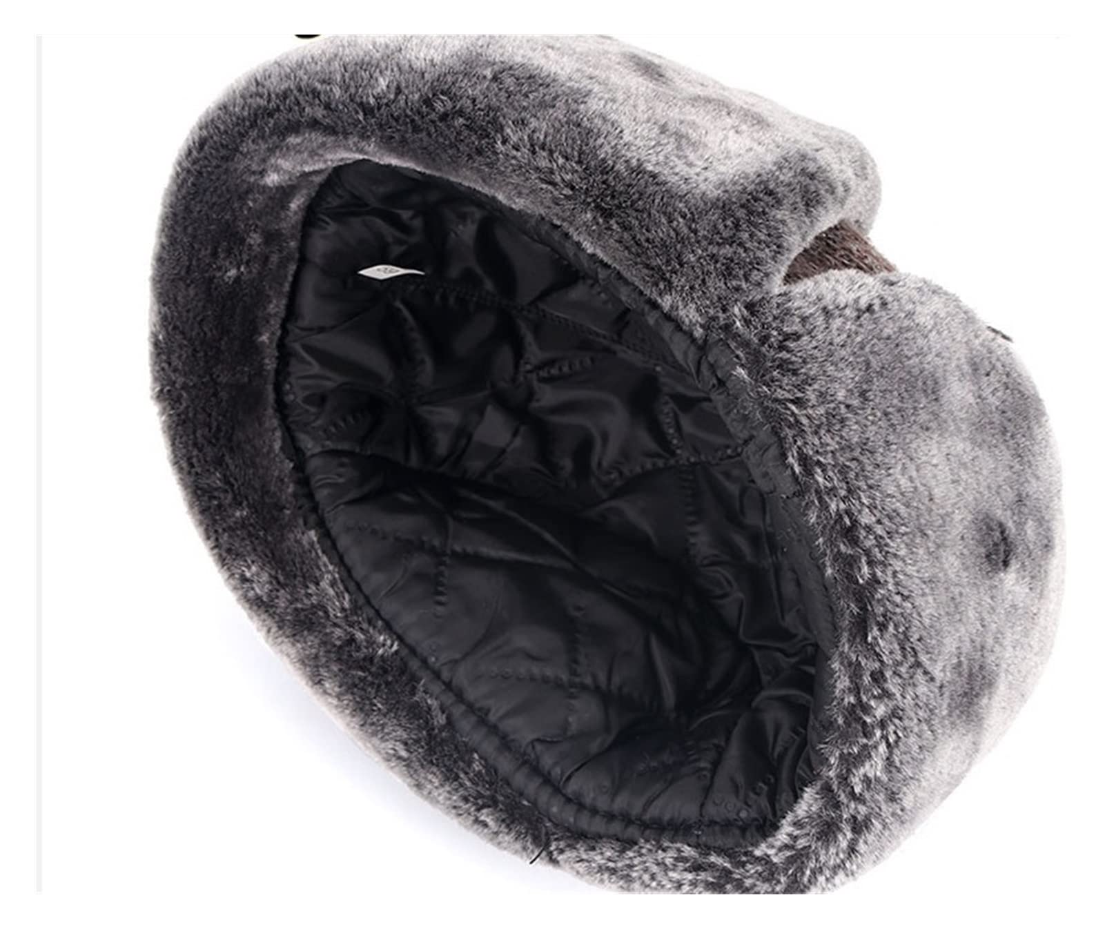 FENOKD Bomber Hats Bomber Hats Winter Men Warm Hat with Ear Flap Knitted Pu Leather Trapper Cap Earflap Ski Snow Hats Warm (Brown 7 3/8)?Brown-7 3/8