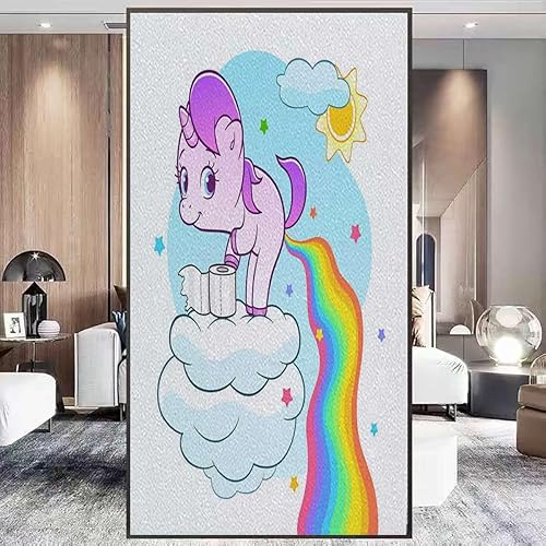 Miniatura 4 de Adhesivos no adhesivos para ventana, puertas de vidrio, caricaturas, película de vidrieras estáticas, para cubrir ventanas, anti rayos UV, arco iris