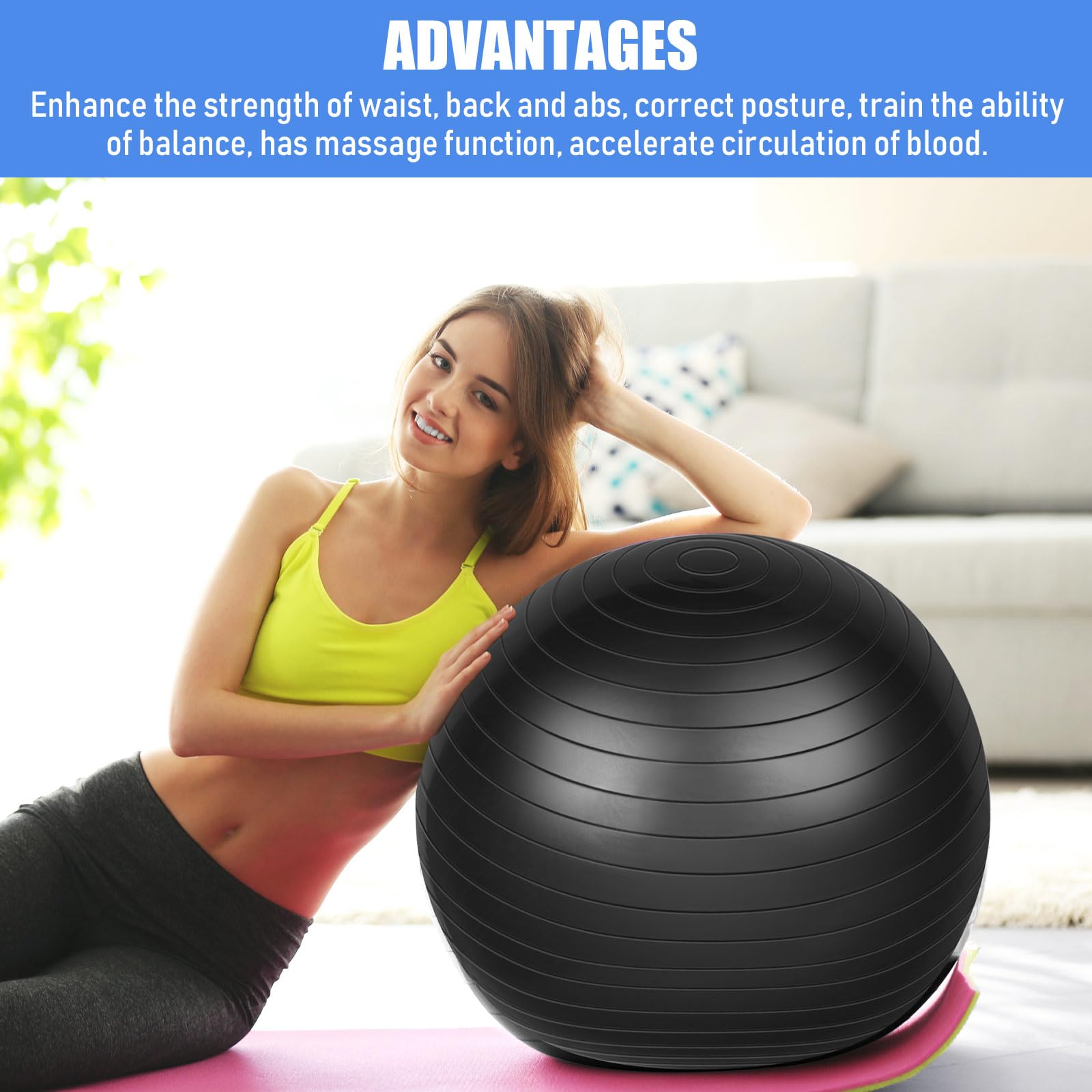 Leyndo Yoga-Ball, Gymnastikball, groß, 66 cm, Anti-Burst, Geburts-Fitnessball mit Pumpe, 65 cm für verbesserte Körperhaltung, Balance, Yoga, Pilates, Training, 2 Stück