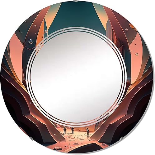 Architectural Futuristic Building I - Espejo de tocador, espejos de baño, espejos de pared para sala de estar, dormitorio, espejo redondo, grande,