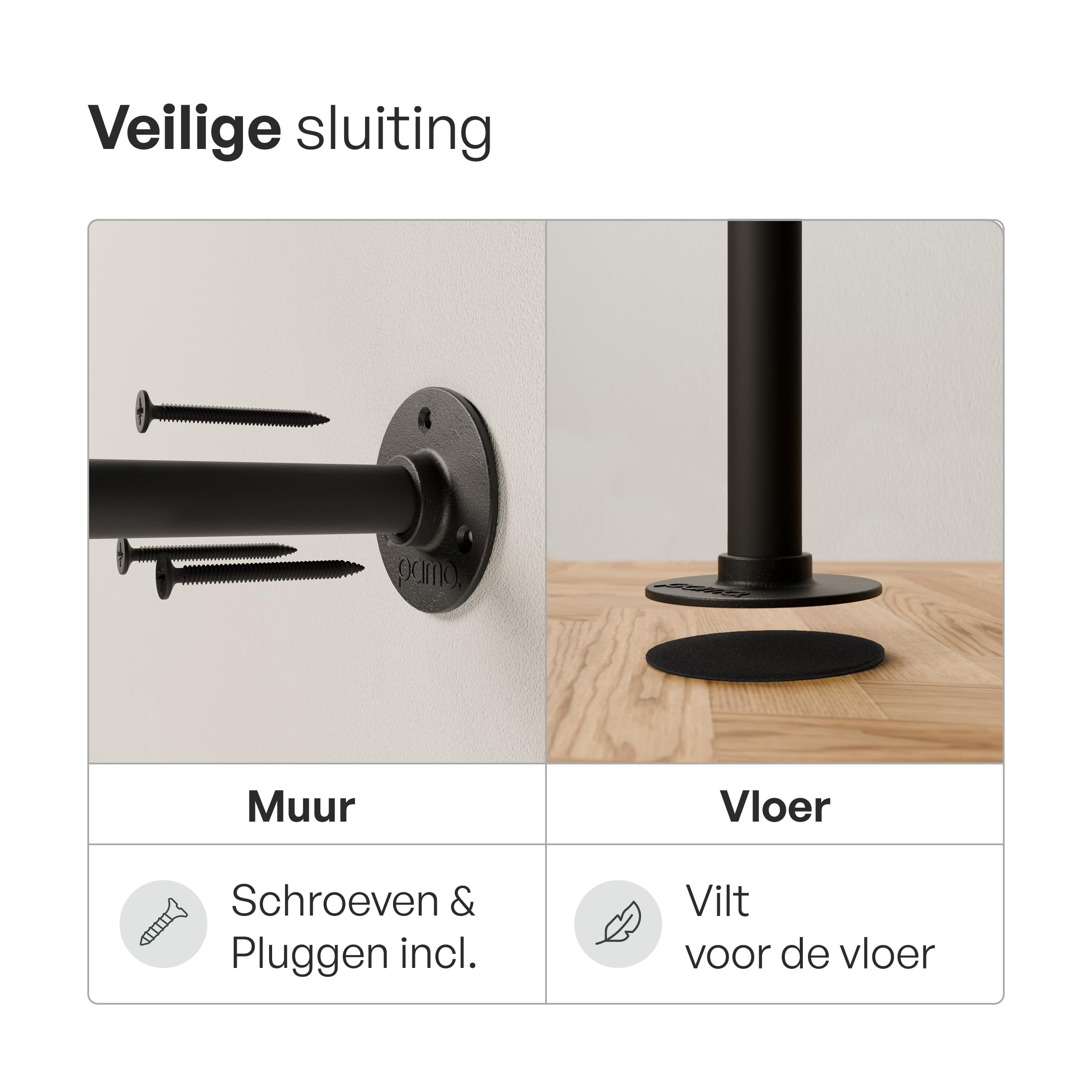 pamo Kledingstang Industrial Loft Design - KIM I - garderobe voor inloopkast muur I slaapkamer kledingrek gemaakt van gouden stevige buizen voor wandmontage