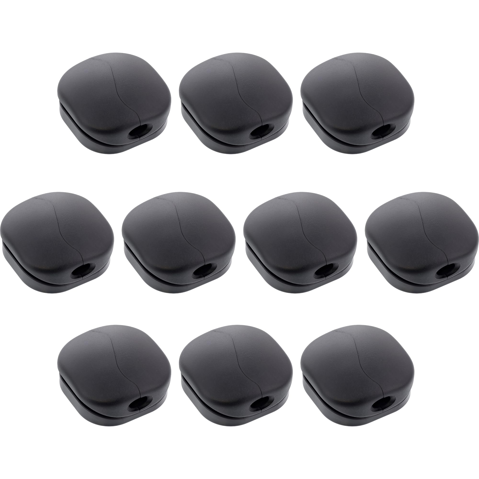 InLine Click Kabelmanager 1-Line mit Klappfunktion, 3M-Klebepad, selbstklebend, zum Einlegen und Schließen, robustes ABS, schwarz, 10er Pack, 59971M