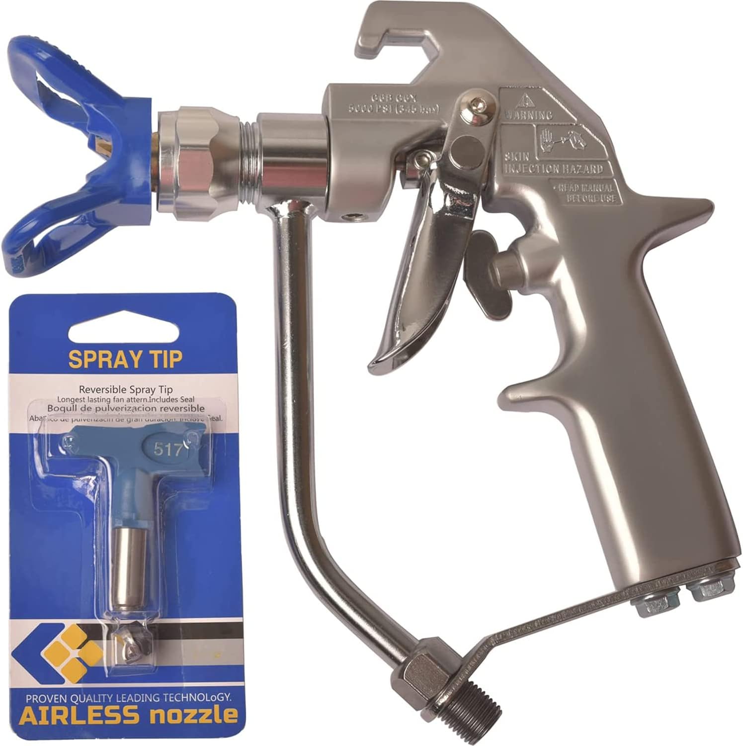 5000PSI Airless Paint Spray Gun with Tip Guard and 517 TIP,for Airless Paint Sprayer