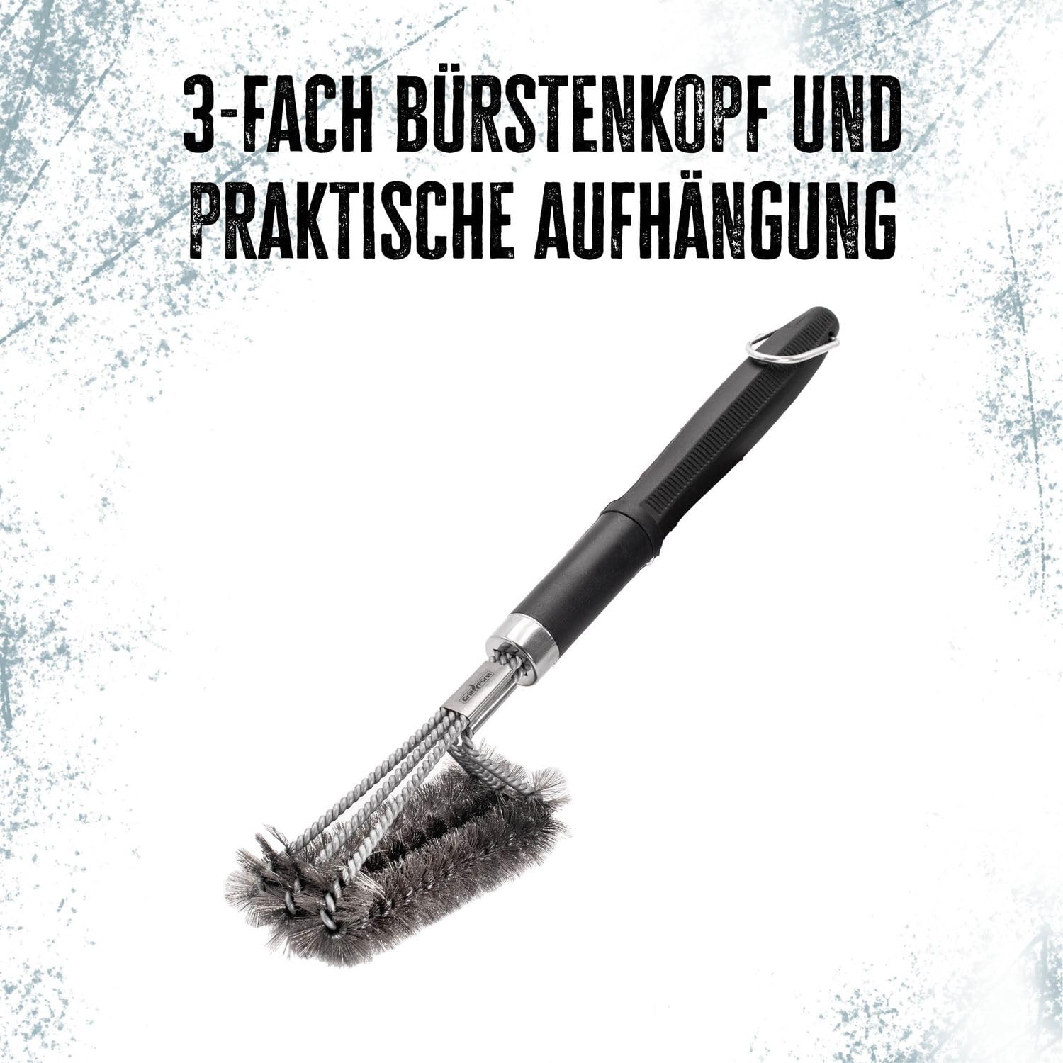 2X Grillfürst Premium Grillbürste mit Edelstahl Borsten, 45 cm - Grill Reinigungsbürste für Grillrost, Grillrost Bürste mit langem 3-Fach Bürstenkopf