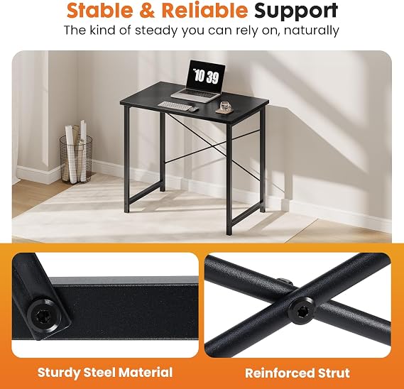 Sweetcrispy 32-Inch Small Computer Desk for Bedroom, Black