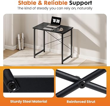 Sweetcrispy 32-Inch Small Computer Desk for Bedroom, Black