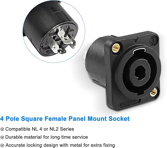 Conector Speakon Panel Montaje 4 Polos Hembra 8 Piezas miniatura 7