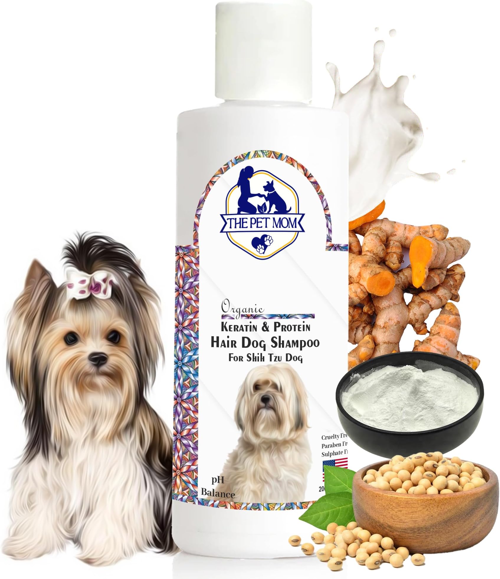 Organic Keratin & Protein Hair Dog Shampoo For Shih Tzu Dog & Puppy | Healthy Pet Fur Nourish, Strengthen & Shine | Deep-Cleansing & Removes Dirt | All Dog Breed 200Milliliter