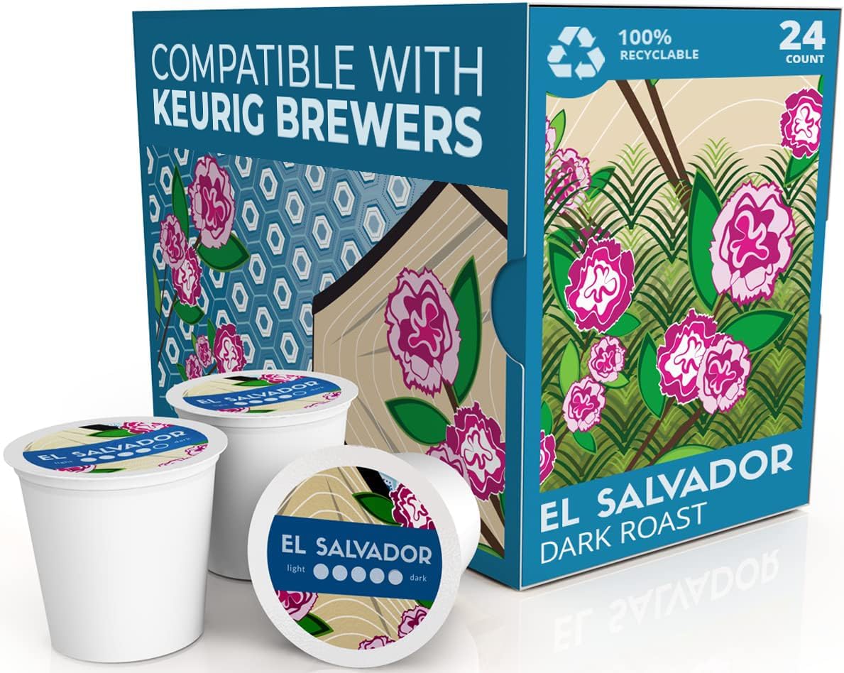 El Salvador, Single Origin Gourmet Coffee Pods for Keurig K Cup Brewers, Perfect Holiday Gift for Him or Her, 24ct Box