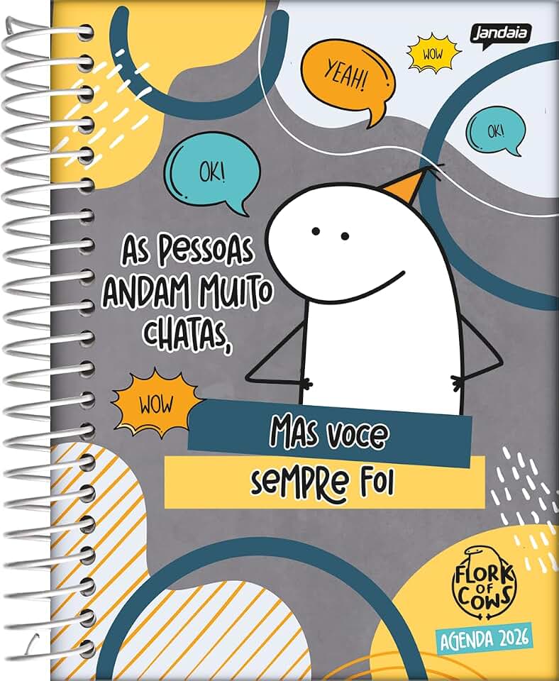 Jandaia - Agenda Espiral Diária 133X178mm 352Pgs Flork Fundo Cinza 2026