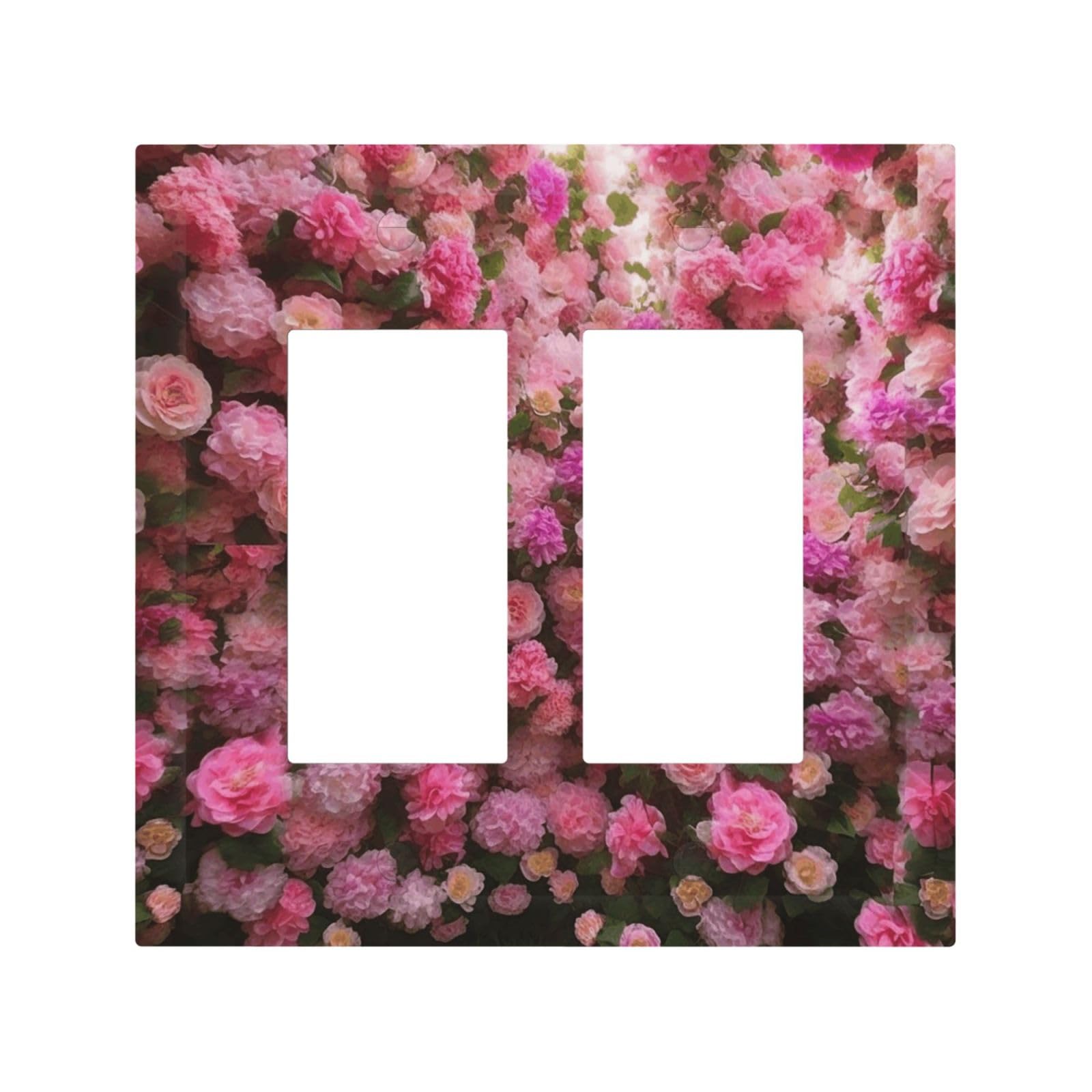 2-Gang Light Switch Cover Flower Wall Wall Plate for Electrical Outlets Double Decorator Wall Plates 4.9" x 5" Mid-size Receptacle Outlet Covers Blank Faceplate Cover