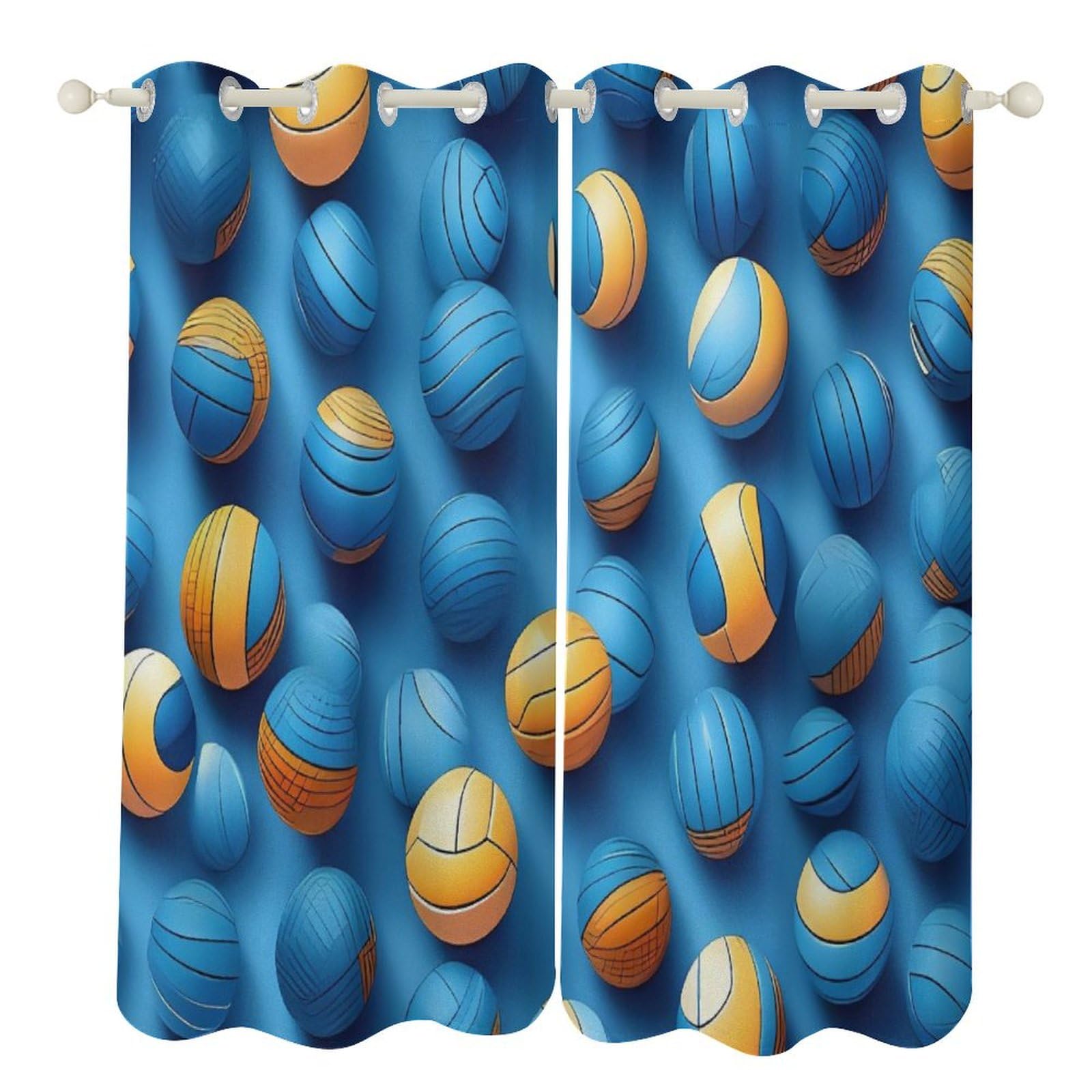 Rideaux occultants volleyball bleu 132x183 cm isolants