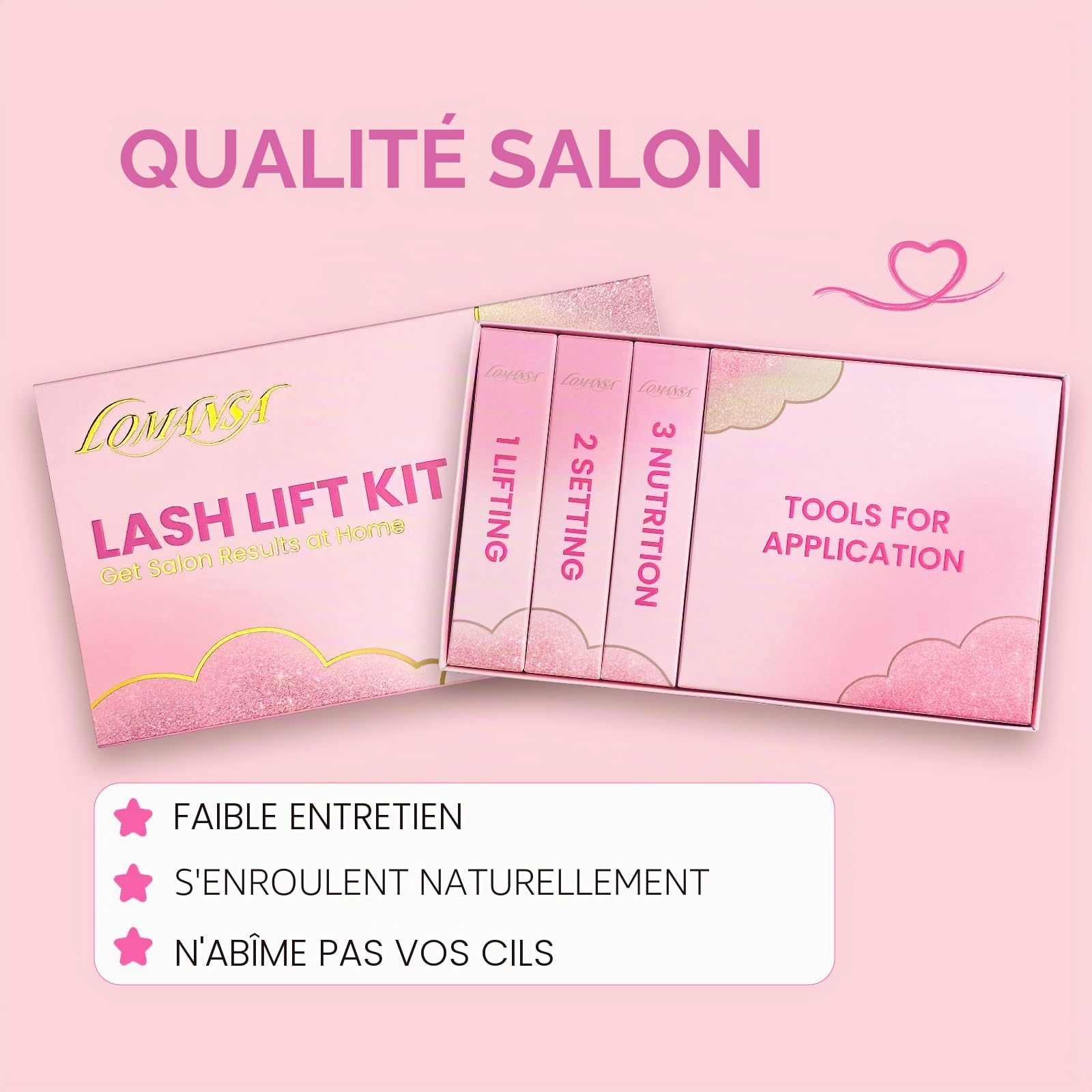 Kit Rehaussement de Cils, Lash Lift Kit, Kit de Lamination des Sourcils, Application Facile les yeux Ouverts, Nouveaux Pads pour Rehaussement de cils à Faire Soi-même(Baume)
