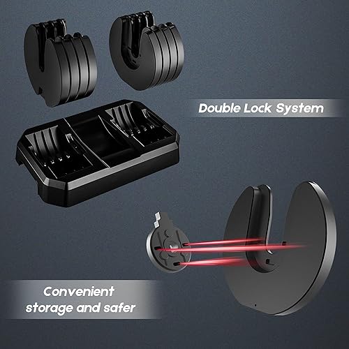 Miniatura 4 de YooZoo Mancuernas ajustables de una sola mancuerna y bandeja, de 6.6 a 44 libras, se ajustan rápidamente el peso girando el mango, mango cubierto de