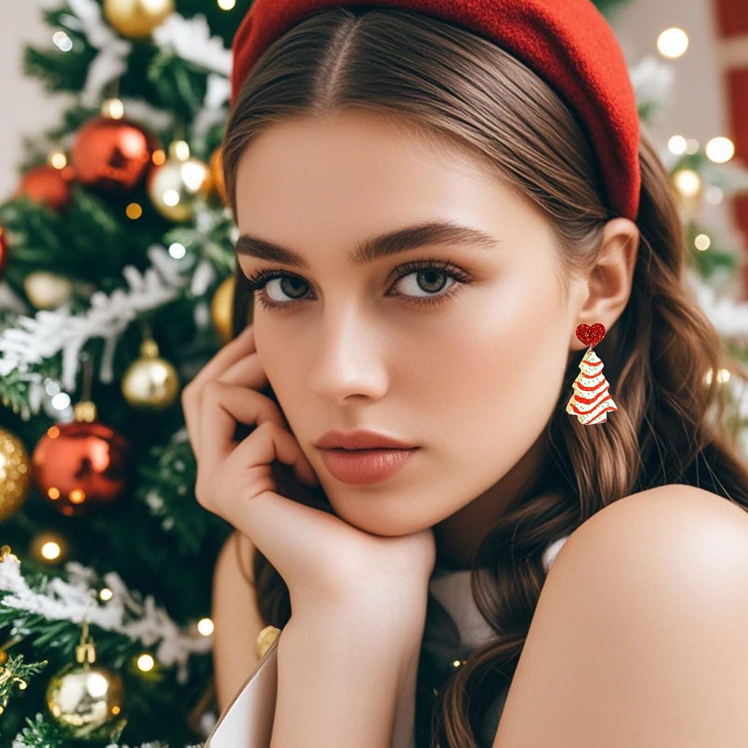 Christmas Tree Cake Earrings For Women Drop Dangling Funky Holiday Earrings Jewelry Christmas 2024 Gifts (A-Christmas Tree Cake Earrings) - Image 2