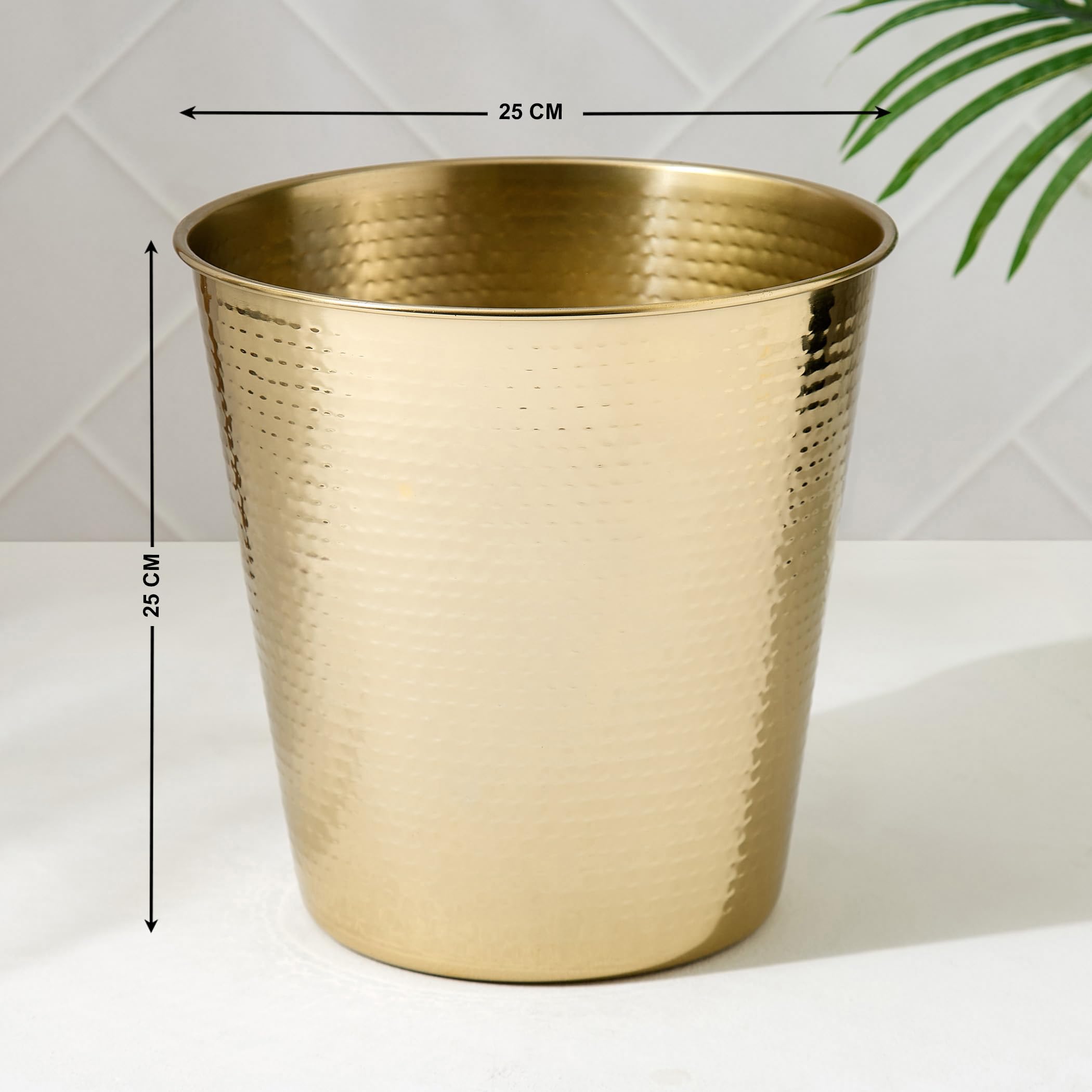 Home Centre Harbour Royal Stainless Steel Hammered Open Waste Bin - 7L 1